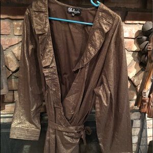 🎄🎁 Holiday BeLush gold Metallic shirt jacket 2XL